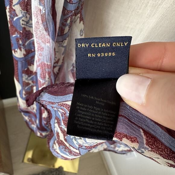 Brooks Brothers Deer Floral 100% Silk Scarf Rectangular Made in Italy Rare - Picture 6 of 12